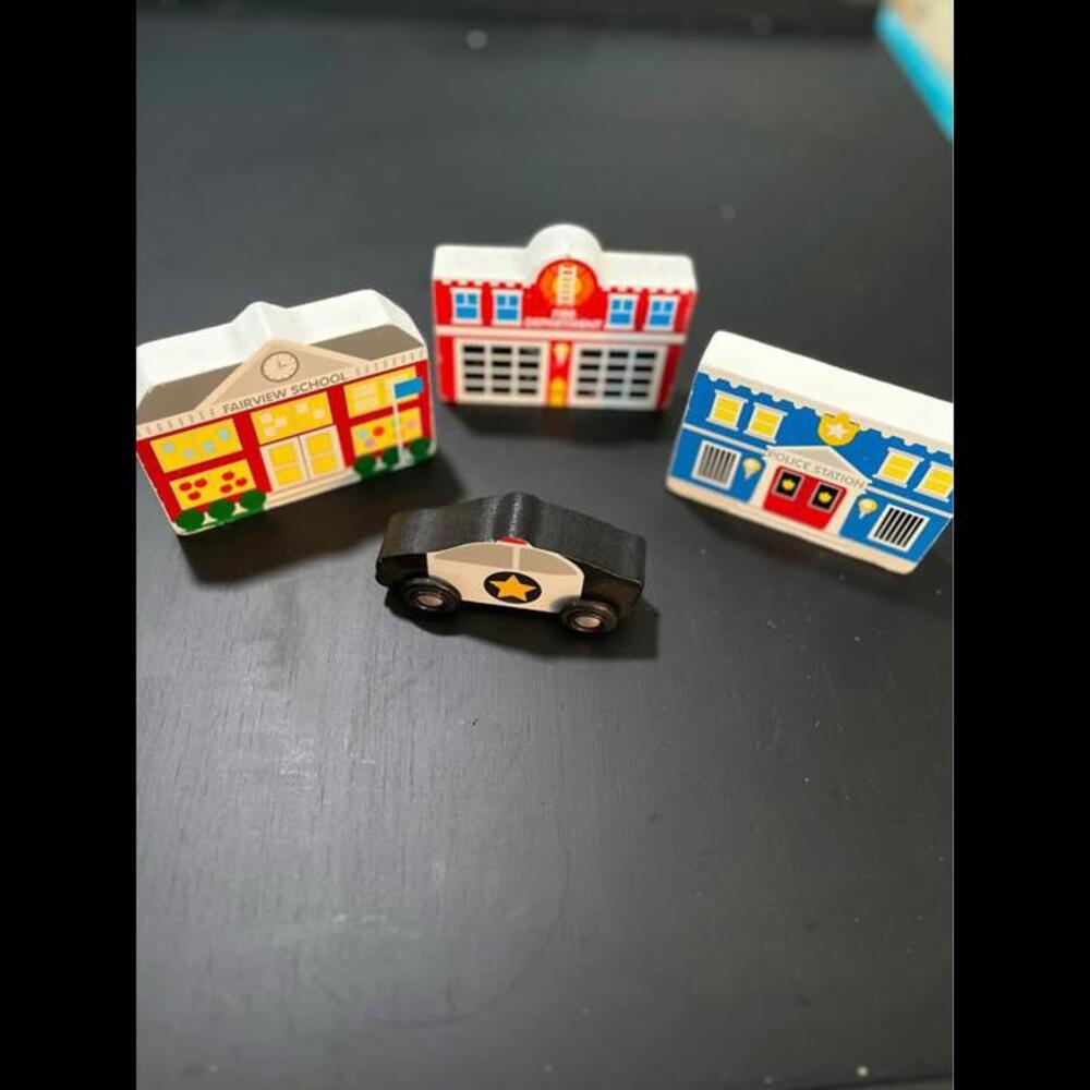 Melissa & Doug Replacement Wooden Buildings and Police Car